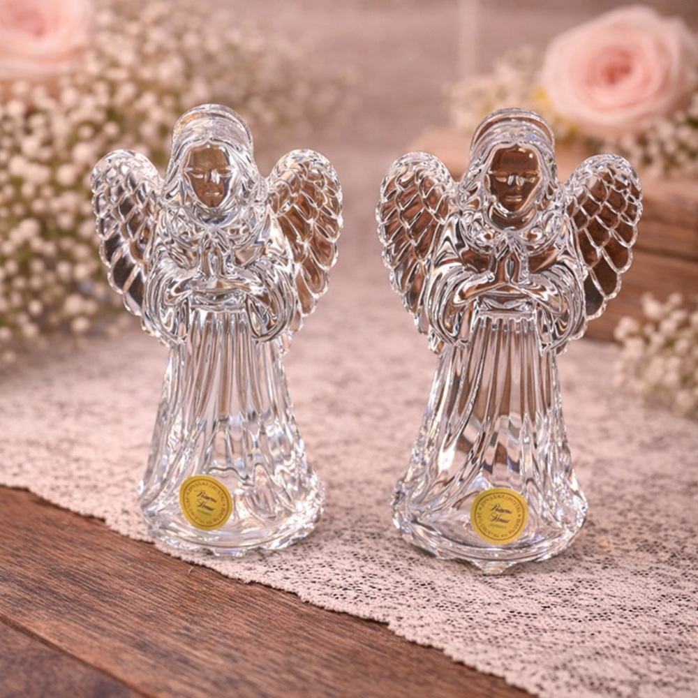 Vintage Princess House Crystal Angel Nativity Figurine Set of 2‎